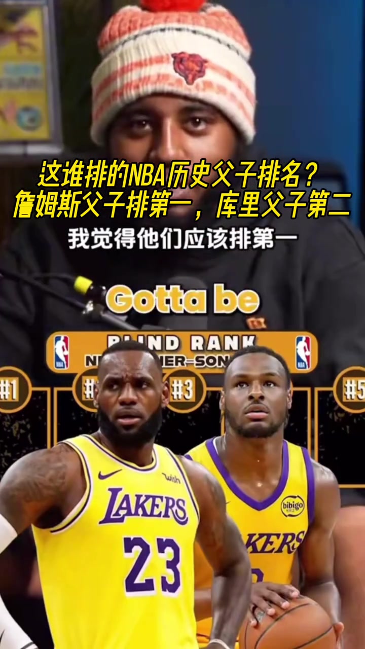 你同意吗？美媒排父子组合实力：詹姆斯父子第一，库里父子第二？