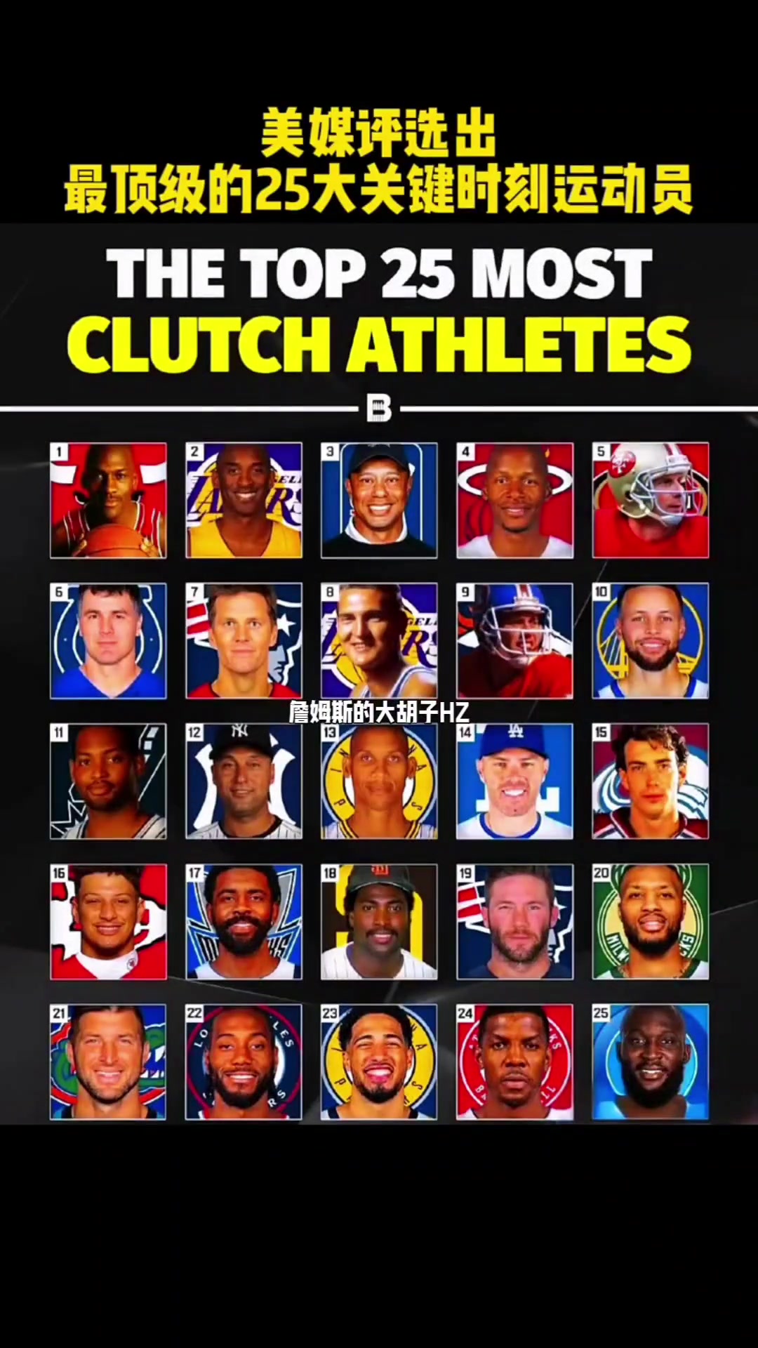 美媒评选最顶级25大关键时刻运动员，竟无老詹KD?🤔
