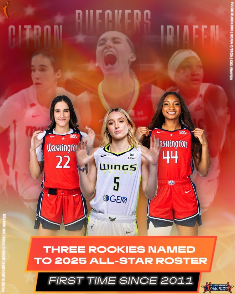 上一次还是2011年！佩奇领衔 三位新秀入选WNBA全明星正赛