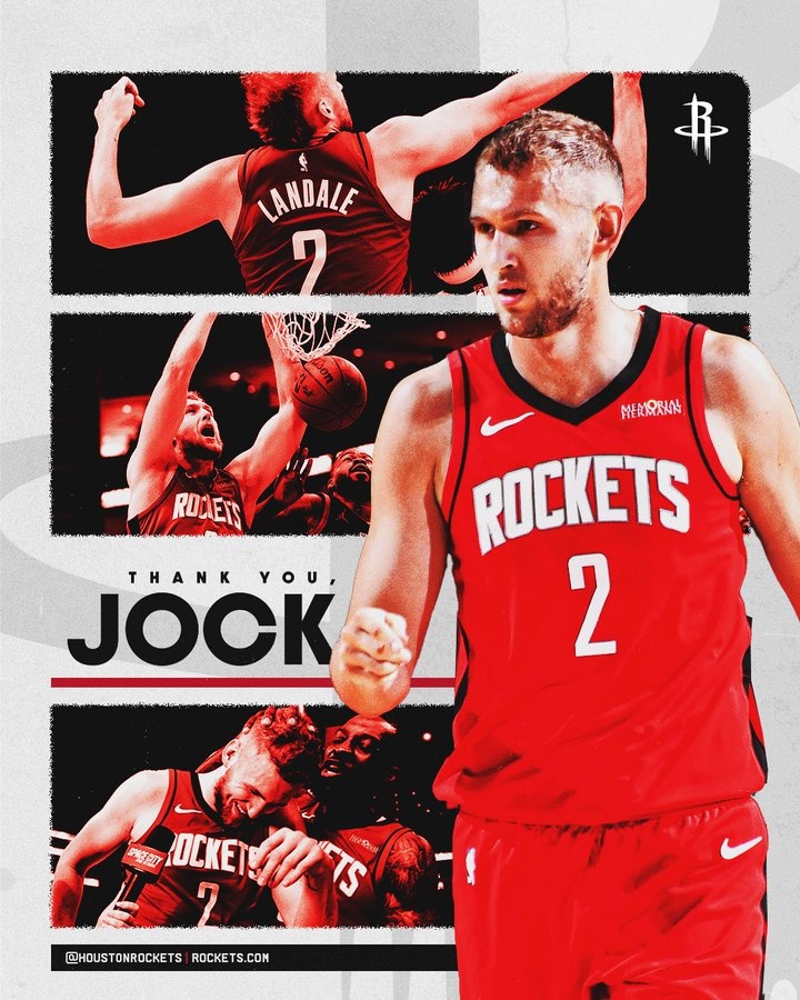 场均11.9分钟4.8分3.3板！火箭官方晒图致谢：谢谢你 乔克-兰代尔