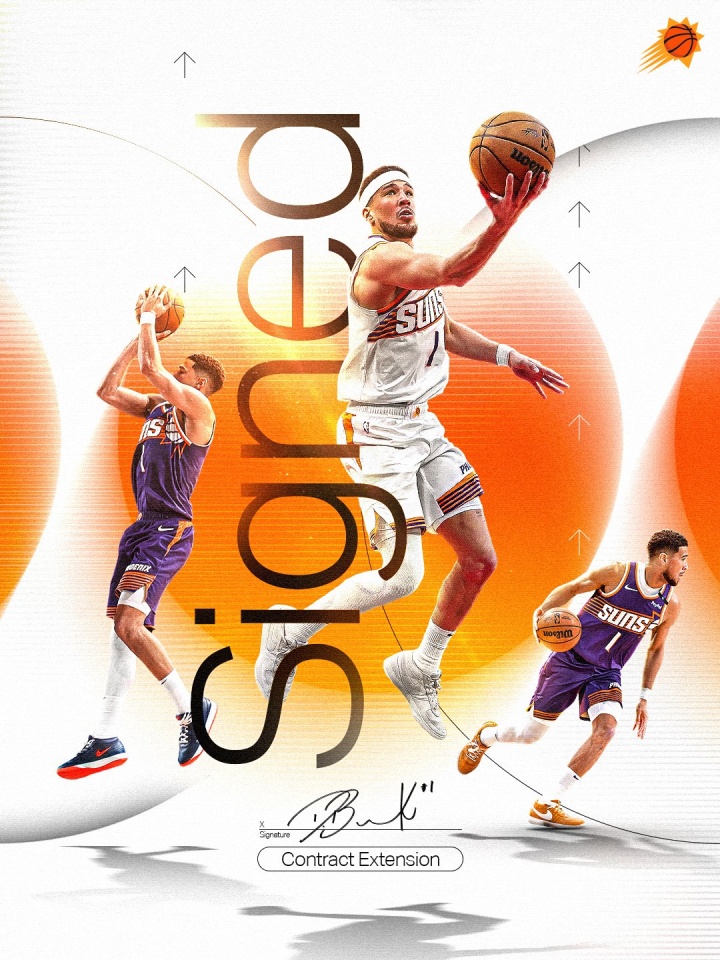 🤑两年1.45亿！官方：布克正式提前续约太阳🏜️