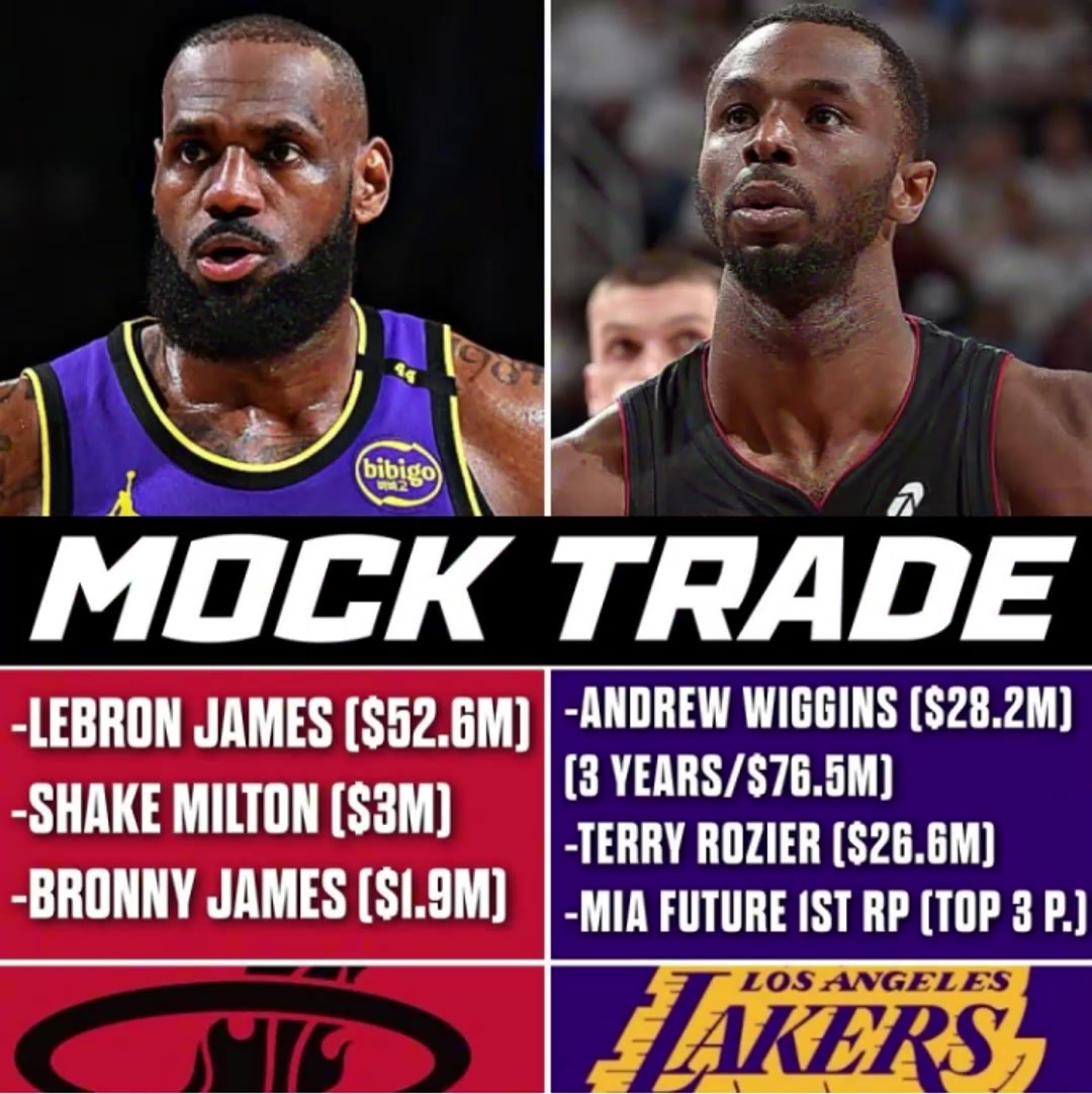 美媒模拟：湖人送出詹姆斯父子+米尔顿换维金斯+罗齐尔+1首轮