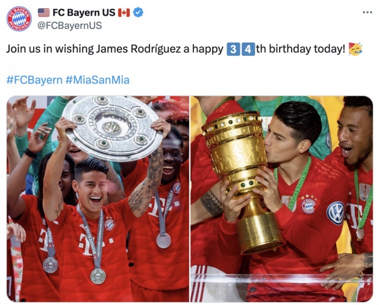 3️⃣4️⃣🎂祝福！拜仁官方发文为34岁的旧将J罗庆生