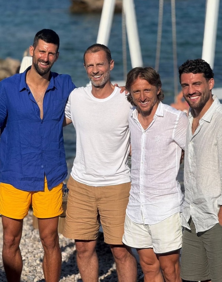 莫德里奇、科瓦西奇、德约科维奇和切费林在克罗地亚共度假期