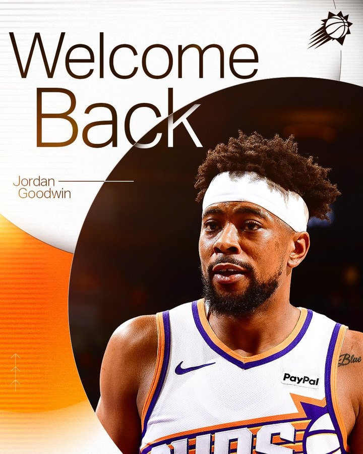 湖人旧将！太阳官方宣布签下后卫乔丹-古德温：欢迎回归