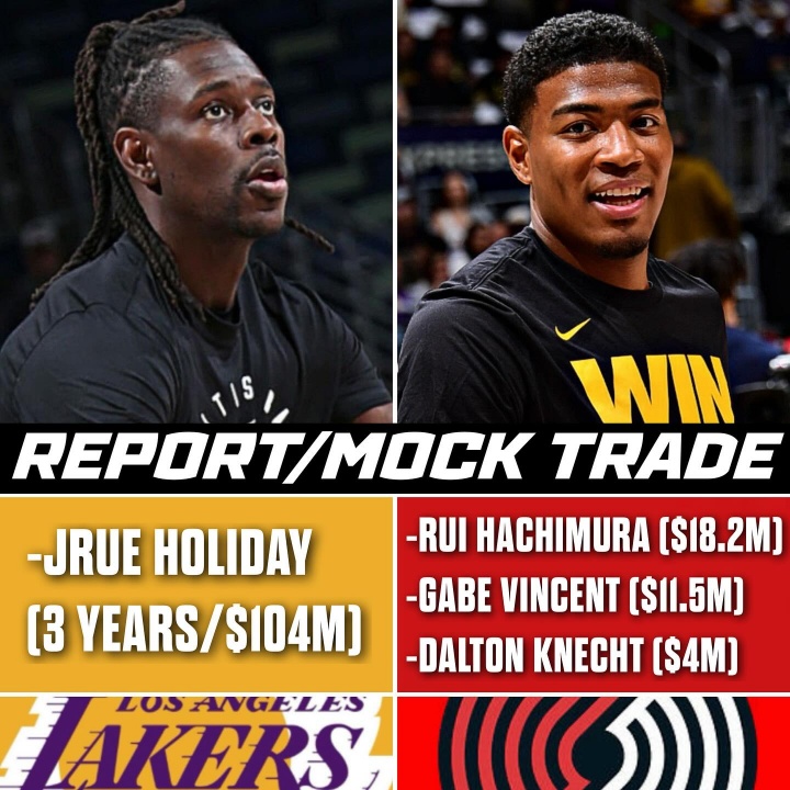 总冠军后卫换吗？美媒模拟：湖人送八村+文森特+克内克特得霍勒迪