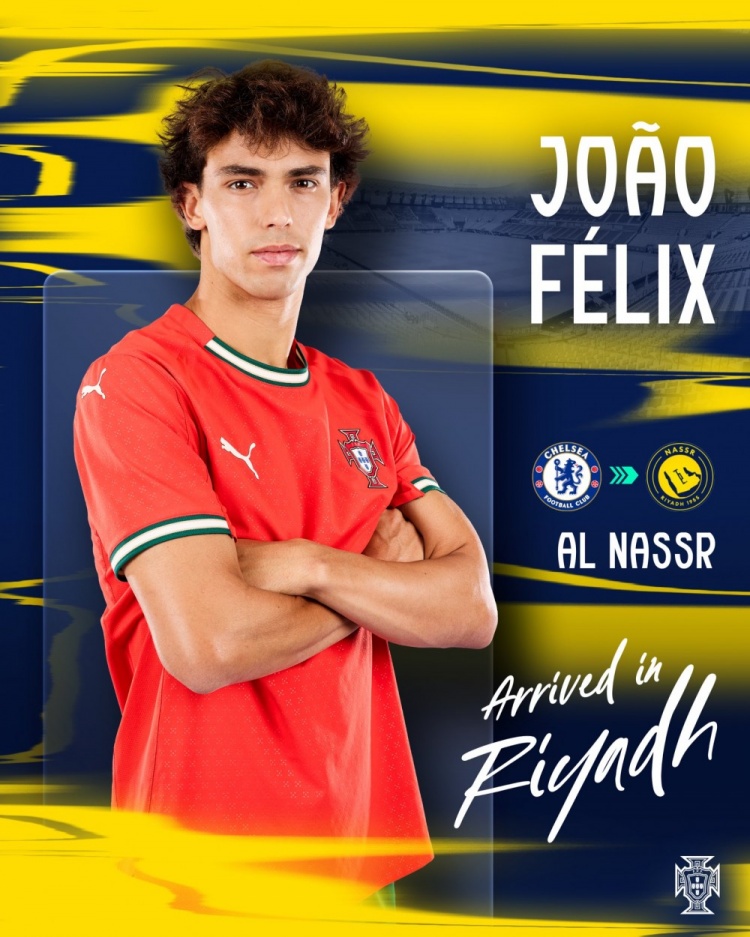 葡萄牙国家队晒转会海报：从伦敦到利雅得，祝菲利克斯好运！