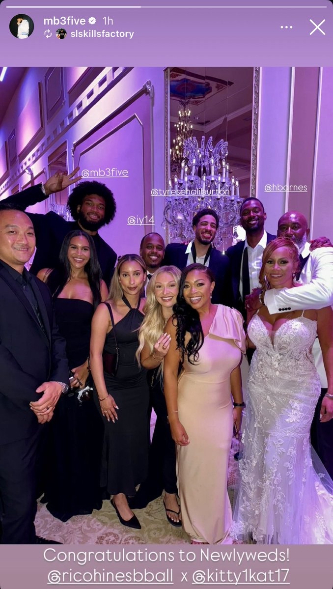 老友重逢！哈利伯顿&巴格利&哈里森-巴恩斯参加前国王助教的婚礼