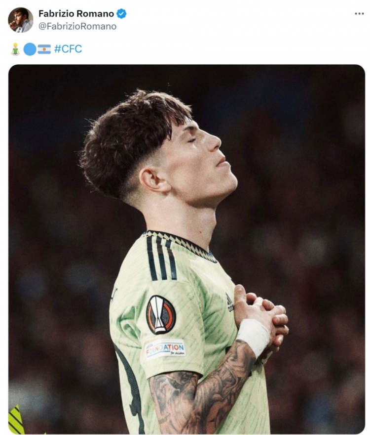 要去蓝军了？罗马诺社媒晒加纳乔照片，带有切尔西标签