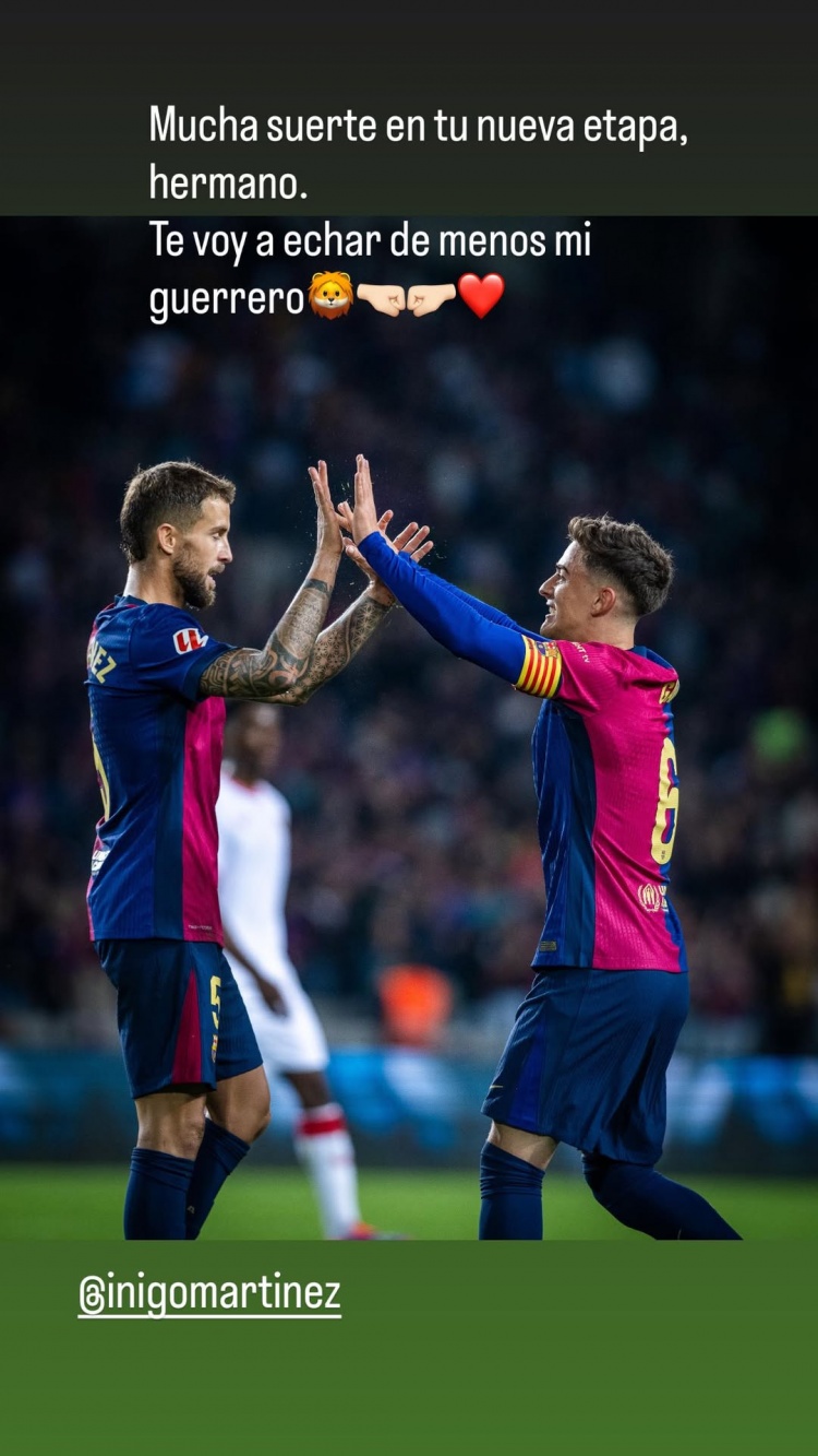 加维社媒告别伊尼戈：祝你在新阶段好运，我会想念你的🧡