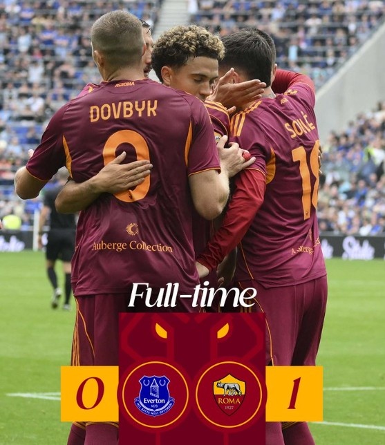 季前友谊赛：罗马1-0埃弗顿，苏莱打进全场唯一进球