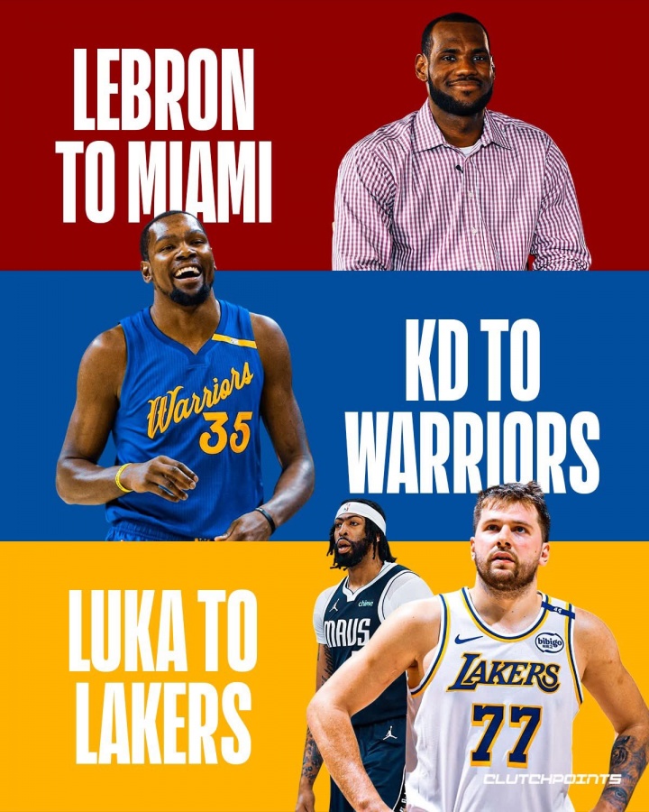 美媒：詹姆斯去热火 杜兰特去勇士 东眉交易 哪个对NBA影响最大？