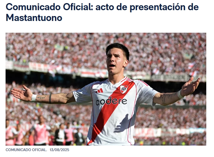 4500万欧新援！皇马官方：马斯坦托诺北京时间明日19点正式亮相