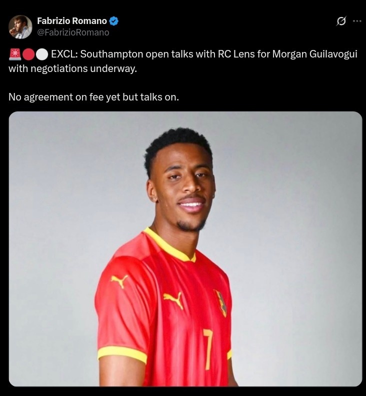 罗马诺：南安普顿有意几内亚前锋吉拉沃吉，正与朗斯谈判