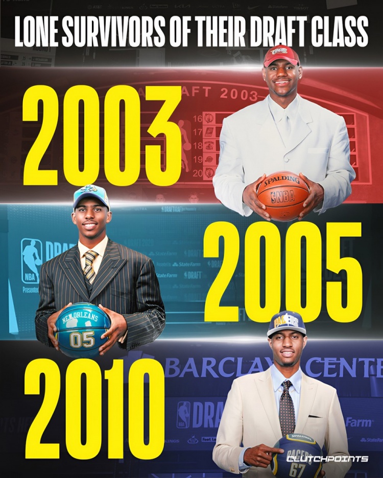 令人唏嘘！媒体晒照：03届 05届 10届选秀都仅剩下一名现役球员