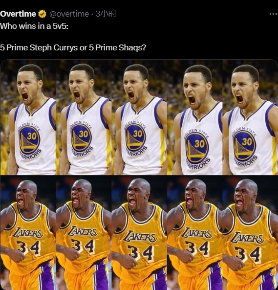 5个鲨鱼对阵5个库里谁赢？奥尼尔：库里赢&他没有弱点 我罚球不行