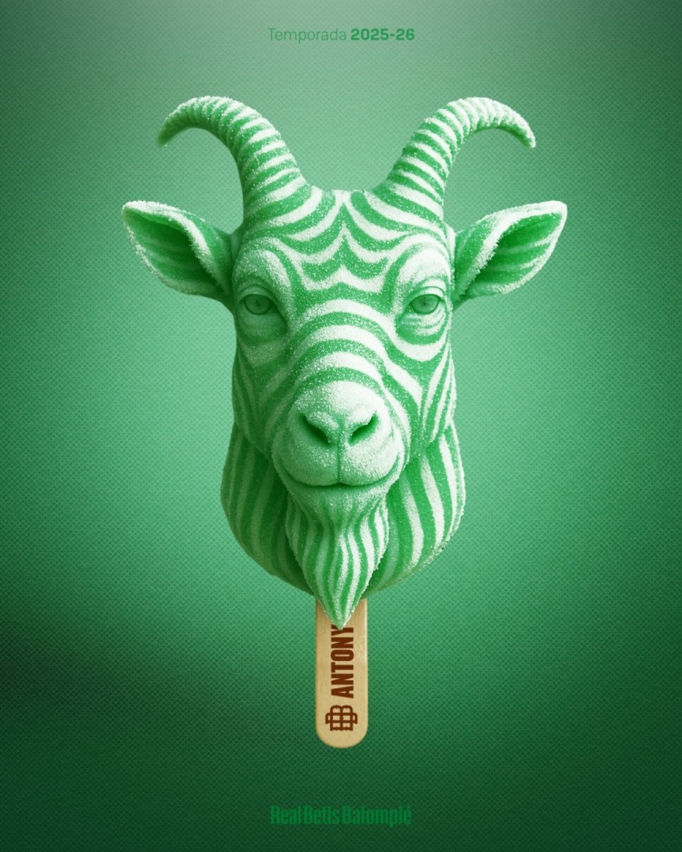 美味！贝蒂斯官方晒山羊雪糕海报，庆祝签下安东尼