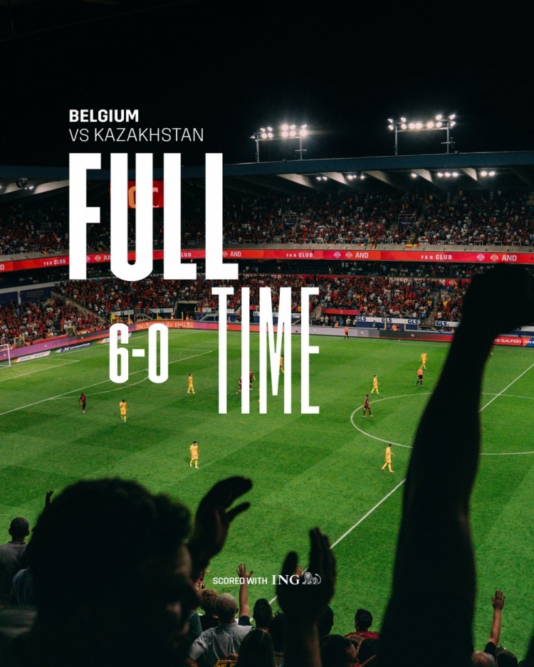 世预赛-比利时主场6-0血洗哈萨克斯坦，德布劳内2射1传&多库双响