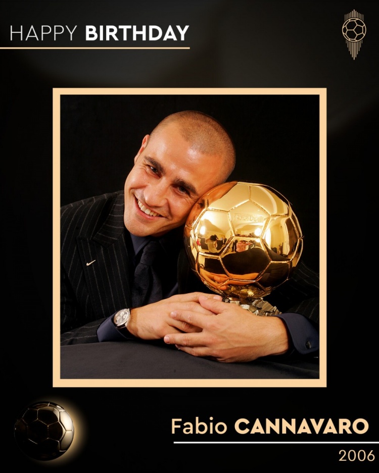 2006年金球奖得主卡纳瓦罗迎来52岁生日，金球奖官方社媒送祝福