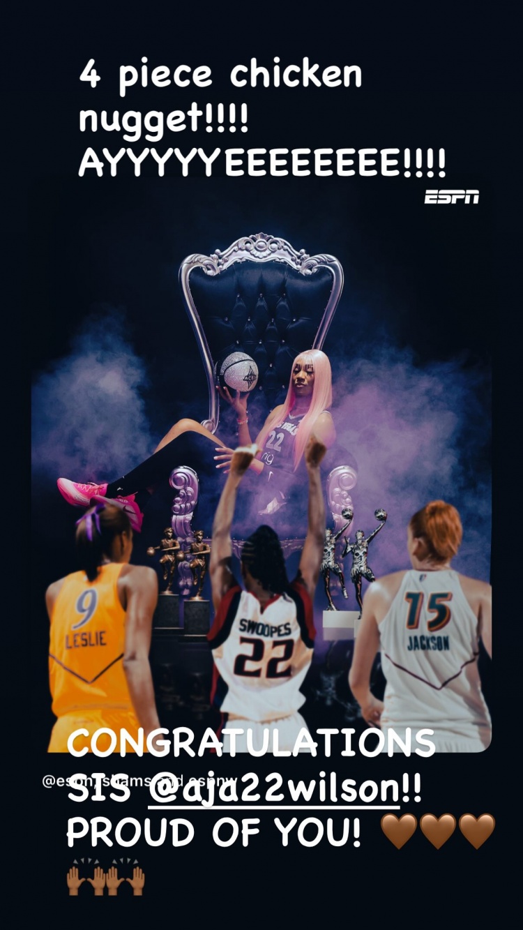 为你感到骄傲！詹姆斯社媒转发海报祝贺阿贾-威尔逊四夺MVP！