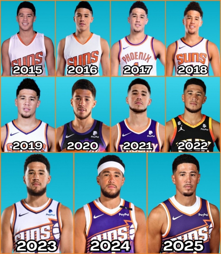 2015-2025历年媒体日照片！布克眼中的光芒在逐渐褪去