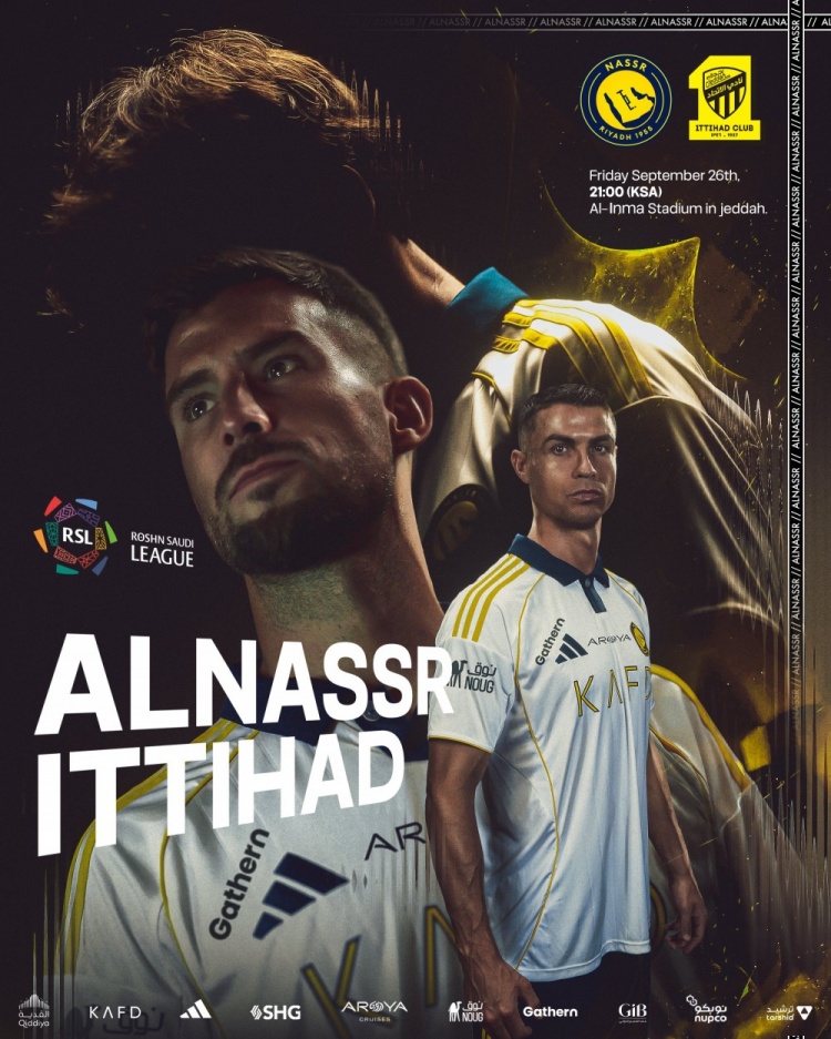 C罗怒目出镜！胜利发布客战吉达海报：一支球队，一颗心💛