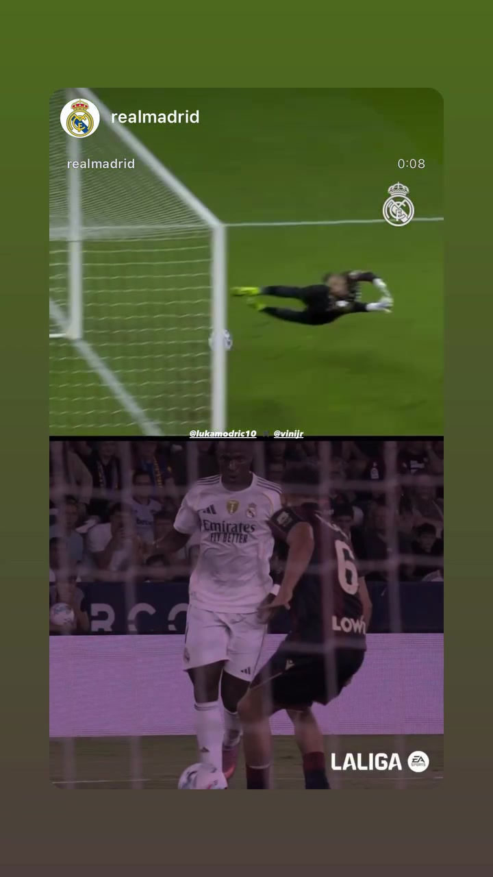 认可！莫德里奇晒自己与维尼修斯外脚背射门对比视频