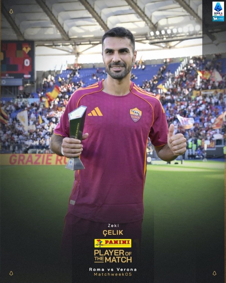 切利克：我很高兴首次获得全场最佳球员，罗马希望赢得所有比赛