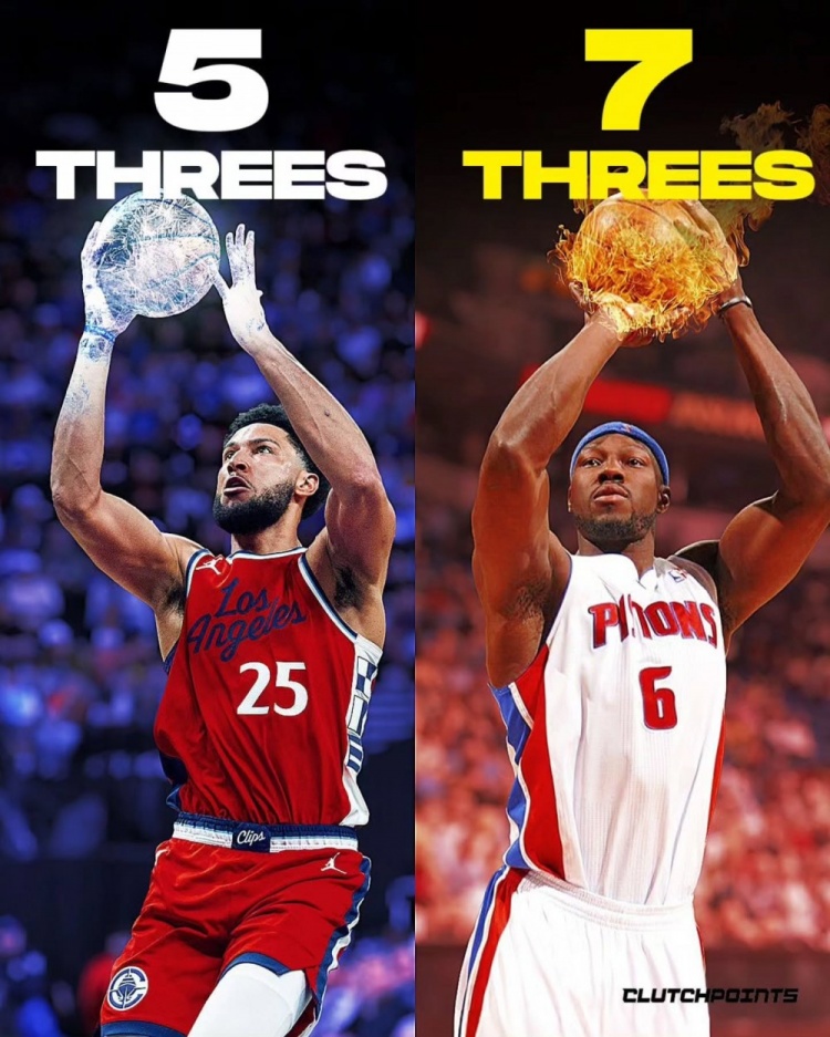 很冷的冷知识！本-华莱士职业生涯三分进的都比本-西蒙斯多